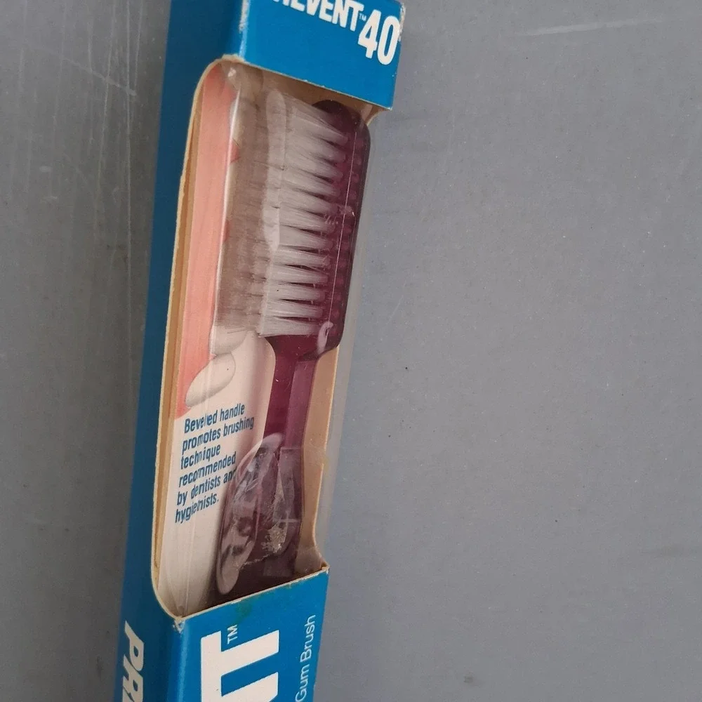 Vintage NOS Johnson‎ & Johnson Prevent Toothbrush Translucent Purple New Beveled